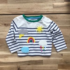 Mini Boden Stripe Appliqué Long Sleeve T-Shirt